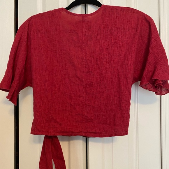 Rails, Crop top, wrap shirt. Raspberry, linen XS NWOT - Picture 4 of 5